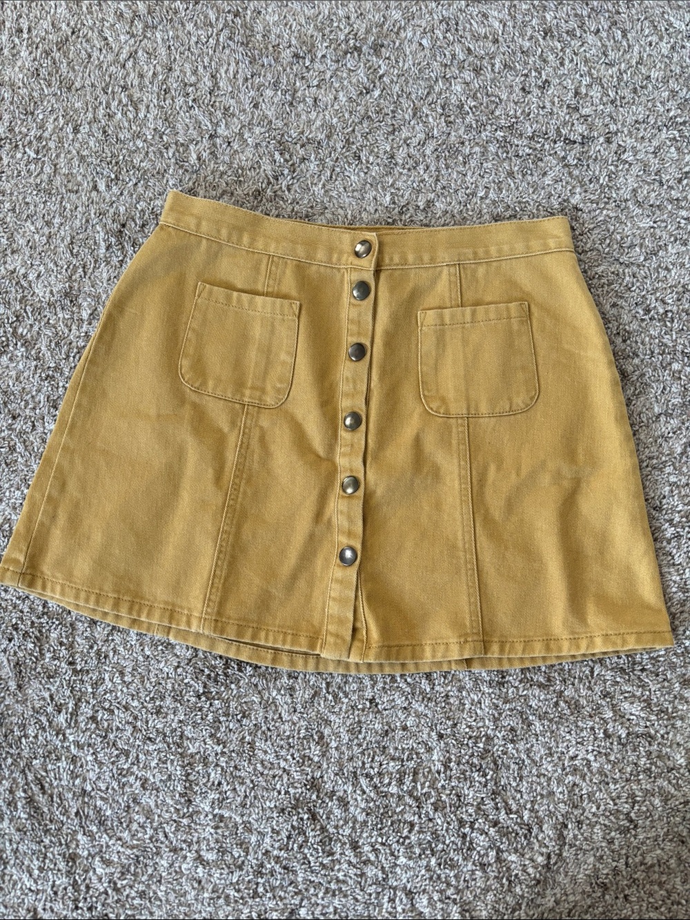 BDG Button-Front Mustard denim Mini Skirt
